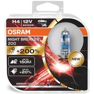 Bombillos Osram H4 X2 Night Breaker 200%+luz 12v 60/55w