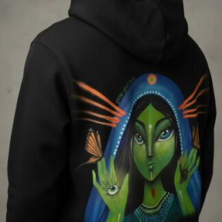 Hoodie Buso Con Capota Streetwear Urbano Psicodélico M Negro Lisa