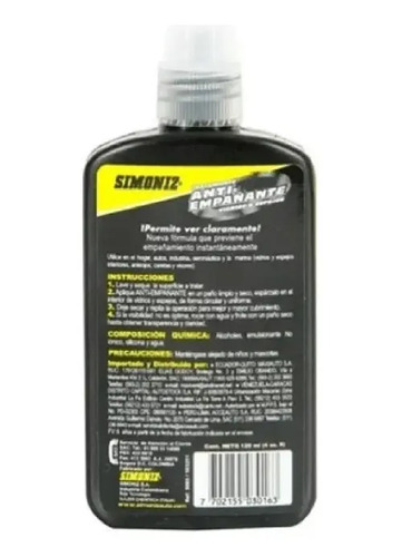 Antiempañante Simoniz 120ml Para Carros Vidrio Panoramico - Image 2