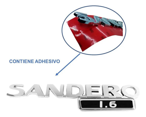 Emblema Cromado Tapa Baúl Sigla Sandero 1.6 - Image 3