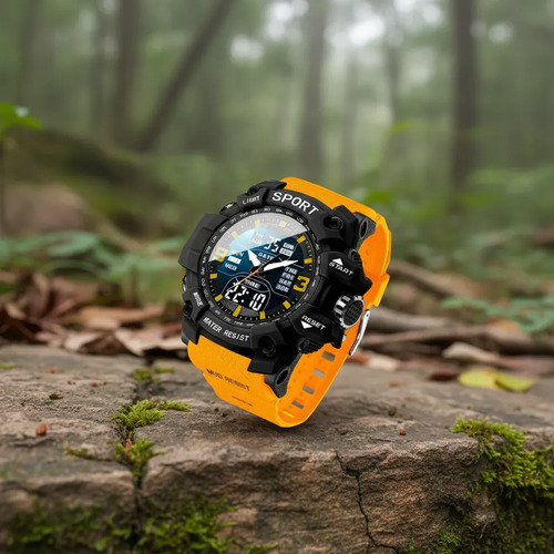 Reloj Electronico Multifuncional Para Hiombre Sumergible Naranja Oscuro Negro - Image 4