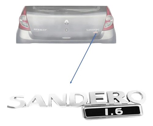 Emblema Cromado Tapa Baúl Sigla Sandero 1.6