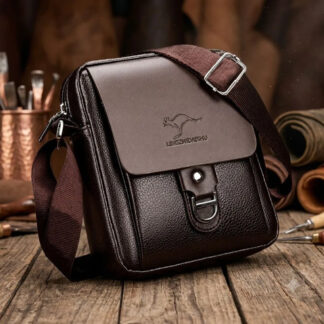 Bolso Manos Libres Hombre Bandolera Maletín Cuero Sintetico Café Lisa