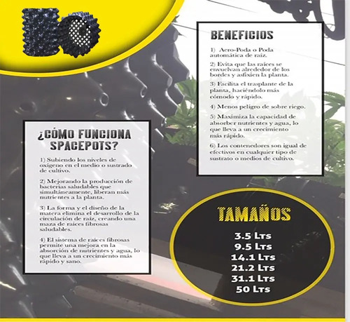 Matera Maceta Aireación Cultivo Profesional Spaceport 50l Negro Spacepot - Image 2