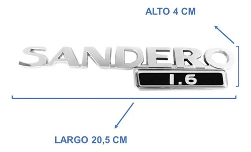 Emblema Cromado Tapa Baúl Sigla Sandero 1.6 - Image 2