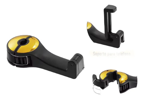 Gancho Para Silla De Carro Y Soporte De Celular 2 En 1 Dorado Oscuro - Image 2