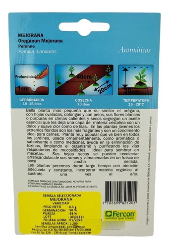 Semillas De Mejorana Oreganun Aromáticas Fercon - Image 3