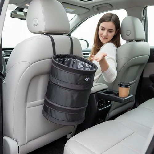 Bolsa Basurero Para Carro Organizador Impermeable Auto Car Trash Bag Negro