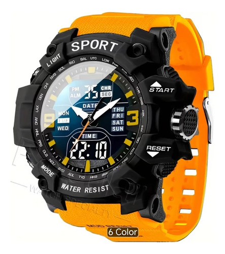 Reloj Electronico Multifuncional Para Hiombre Sumergible Naranja Oscuro Negro - Image 3