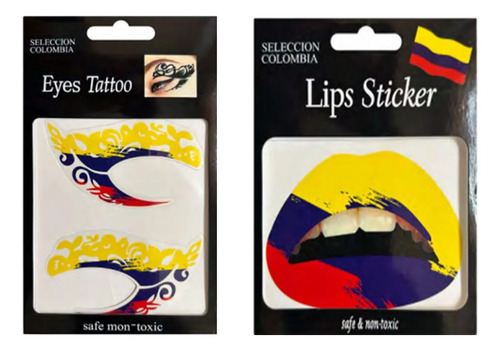 Tatuajes Temporales Ojos O Labios Seleccion Colombia - Image 2
