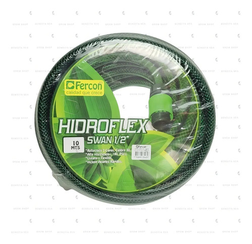 Manguera De Jardín Fercon Hidroflex De Polipropileno 10 M Con Acoples Verde Oscuro